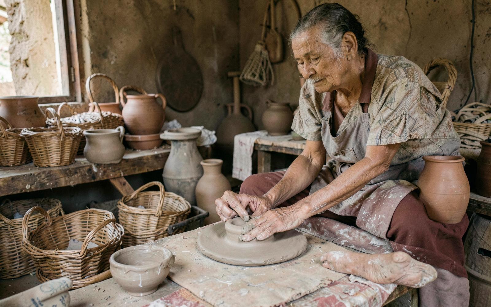 Ateliê demonstrativo de cerâmica e fibras